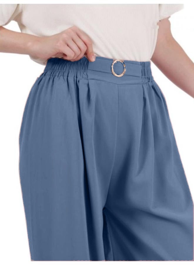 Women's Free Size Washed Linen Casual Loose Wide Leg Pants - Image 4