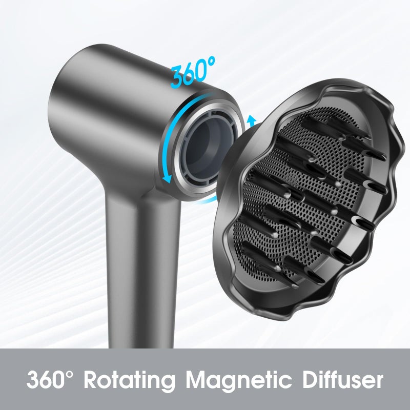 HZD Hair Dryer Diffuser, Attachment for Hair Dryer, Hair Diffuser for Curly Hair, 360Â° Magnetic Diffuser for HZD&DSON Hair Dryer, Hair Attchment for Women, Black - Image 3