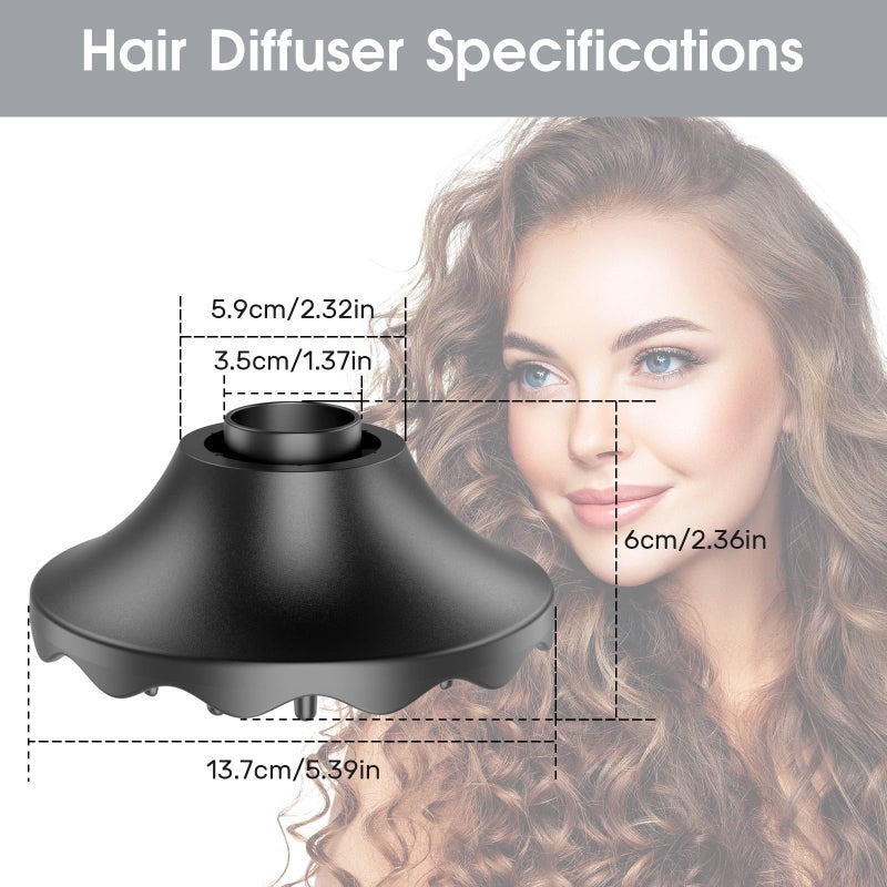 HZD Hair Dryer Diffuser, Attachment for Hair Dryer, Hair Diffuser for Curly Hair, 360Â° Magnetic Diffuser for HZD&DSON Hair Dryer, Hair Attchment for Women, Black - Image 5