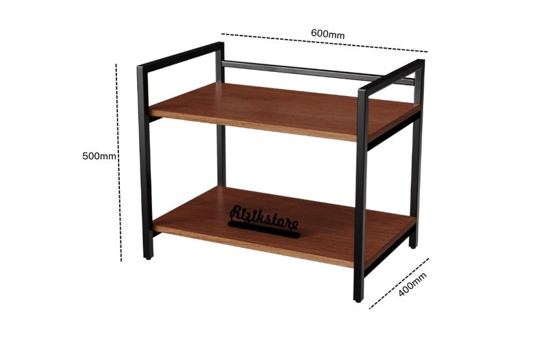 RIZIK STORE™ 2-Tier Metal & Wooden Microwave Oven Stand - Multipurpose Extra Storage for Kitchen, Coffee Bar, Countertop, Bathroom (Design 2) - Image 5
