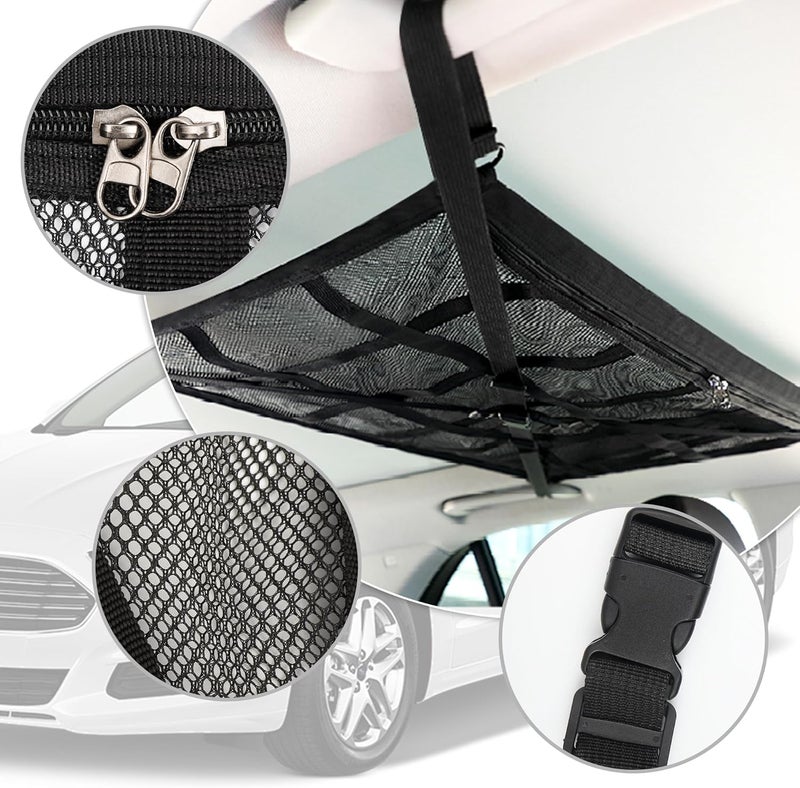 NHHC Car Ceiling Cargo Net with Headrest Hooks - Image 3