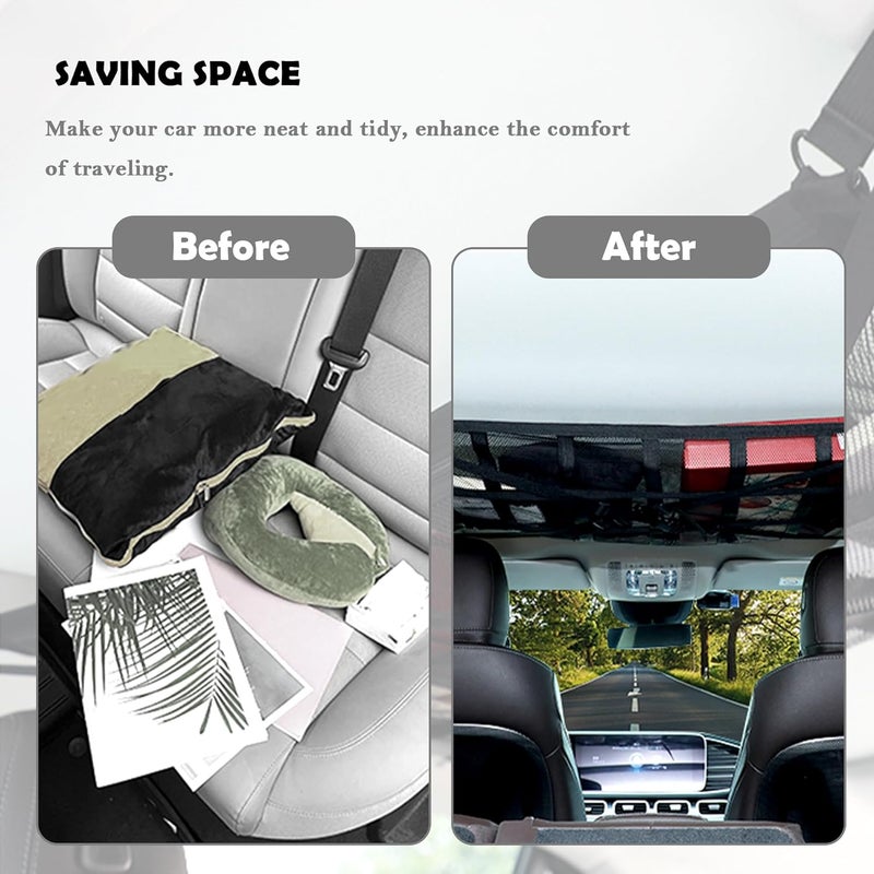 NHHC Car Ceiling Cargo Net with Headrest Hooks - Image 5