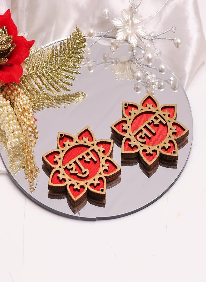9Dzine Shubh Labh Sticker for Main Door Entrance (1 Pair) & Festive Decor | MDF Floral Stickers for Home Decoration | Pooja Room Decorative Items - Image 3