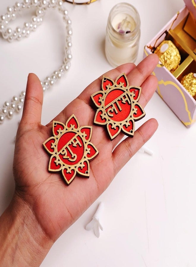 9Dzine Shubh Labh Sticker for Main Door Entrance (1 Pair) & Festive Decor | MDF Floral Stickers for Home Decoration | Pooja Room Decorative Items - Image 2