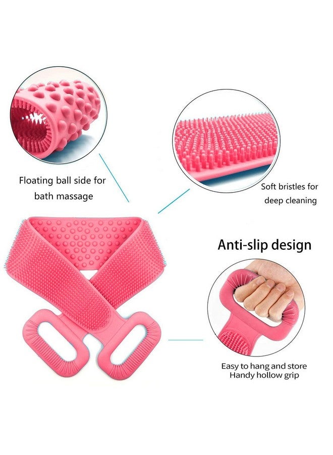 FICTIOUS Silicone Double Sided Body Back Scrubber, Bathing Brush for Skin Deep Cleaning Massage, Dead Skin Removal Exfoliating Belt for Shower (Multicolor, PACK OF 1) - Image 2