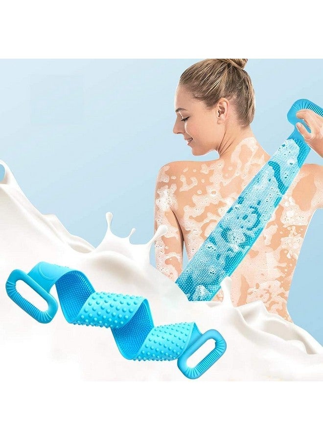 FICTIOUS Silicone Double Sided Body Back Scrubber, Bathing Brush for Skin Deep Cleaning Massage, Dead Skin Removal Exfoliating Belt for Shower (Multicolor, PACK OF 1) - Image 4