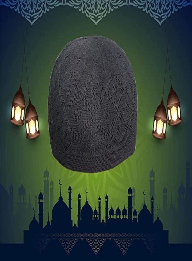 CAPITEUM قبعة كابيتيوم، قبعة صوفية إسلامية للصلاة، قبعة للرجال باللون الأسود. - Image 4