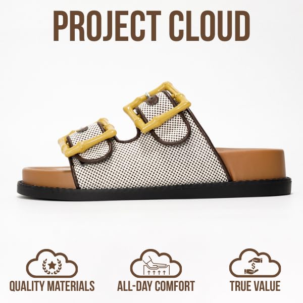 Project Cloud Platform Summer Sandals for Women 2025 - Comfortable and Adjustable Straps Summer Slides with Memory Foam Insole - Non-Slip Casual Womens Sandals (Sharl-1, BRWN, 7.5) - Image 3