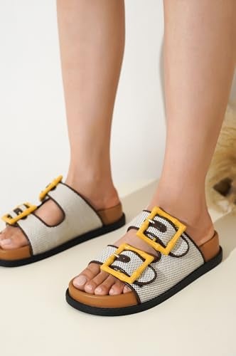 Project Cloud Platform Summer Sandals for Women 2025 - Comfortable and Adjustable Straps Summer Slides with Memory Foam Insole - Non-Slip Casual Womens Sandals (Sharl-1, BRWN, 7.5) - Image 5