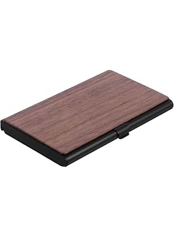 Black Walnut Wooden Business Card Holder with Lid Portable Office Desk Organizer - Image 1