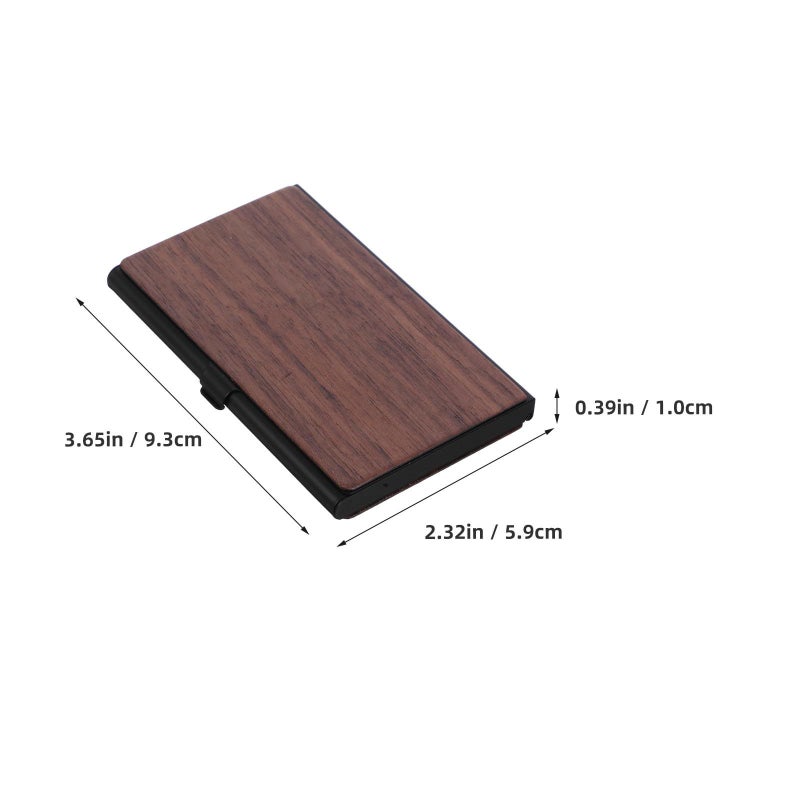 Black Walnut Wooden Business Card Holder with Lid Portable Office Desk Organizer - Image 3