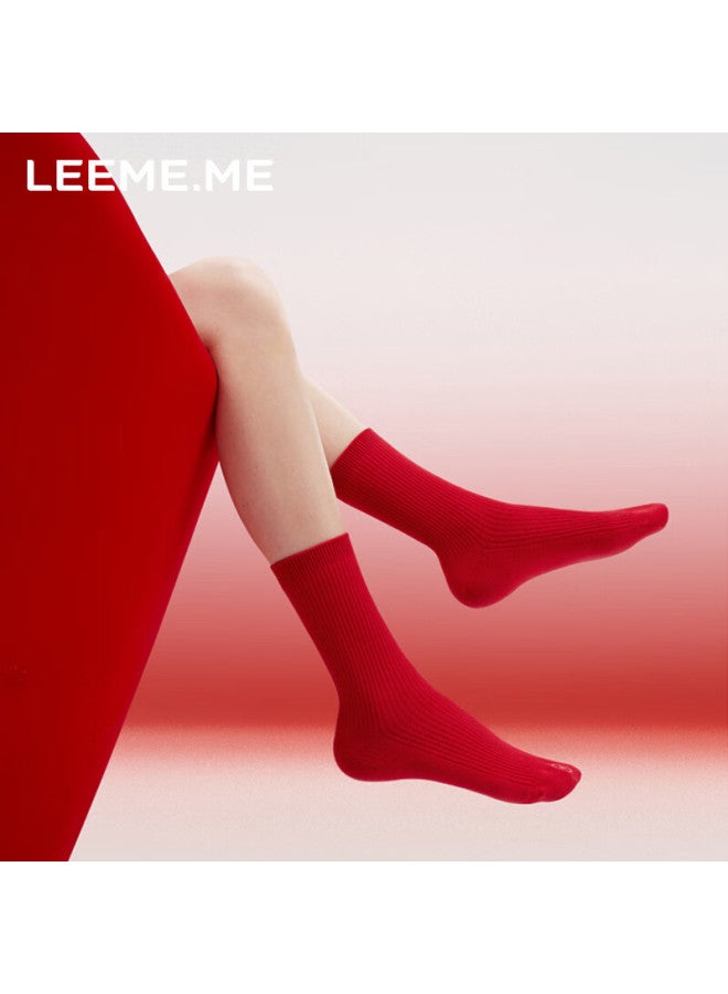 Leeme.me Grain Rice socks Women's New Year Red Snake Year Mid-tube Women's Wedding New Year Red Socks - Image 3