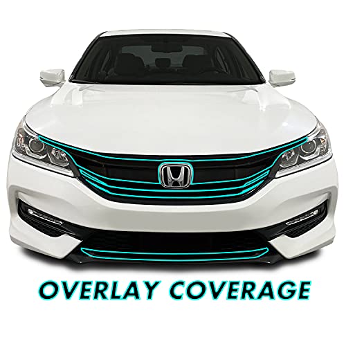 SlickMod Chrome Delete Blackout Vinyl Overlay for 2016-2017 Honda Accord Sedan Front Grill Trim (Full Kit, Gloss Black) - Image 2