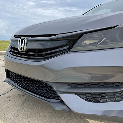 SlickMod Chrome Delete Blackout Vinyl Overlay for 2016-2017 Honda Accord Sedan Front Grill Trim (Full Kit, Gloss Black) - Image 5