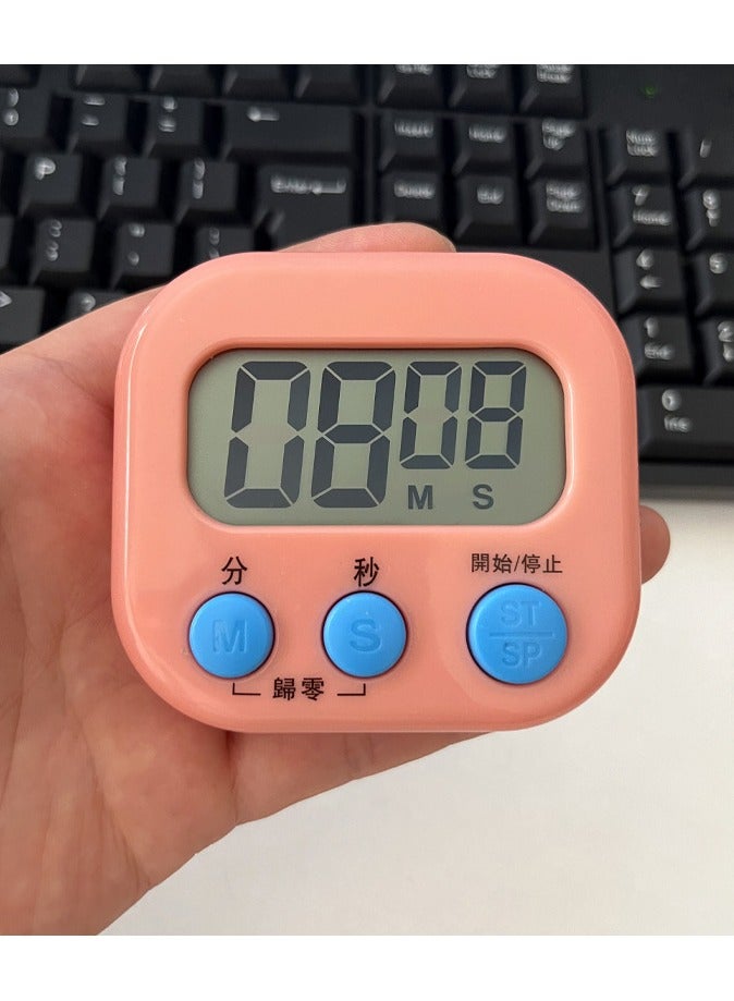 Portable Digital Kitchen Timer Magnetic Cooking Countdown Alarm With LCD  Screen Stand .Pink  - Image 1