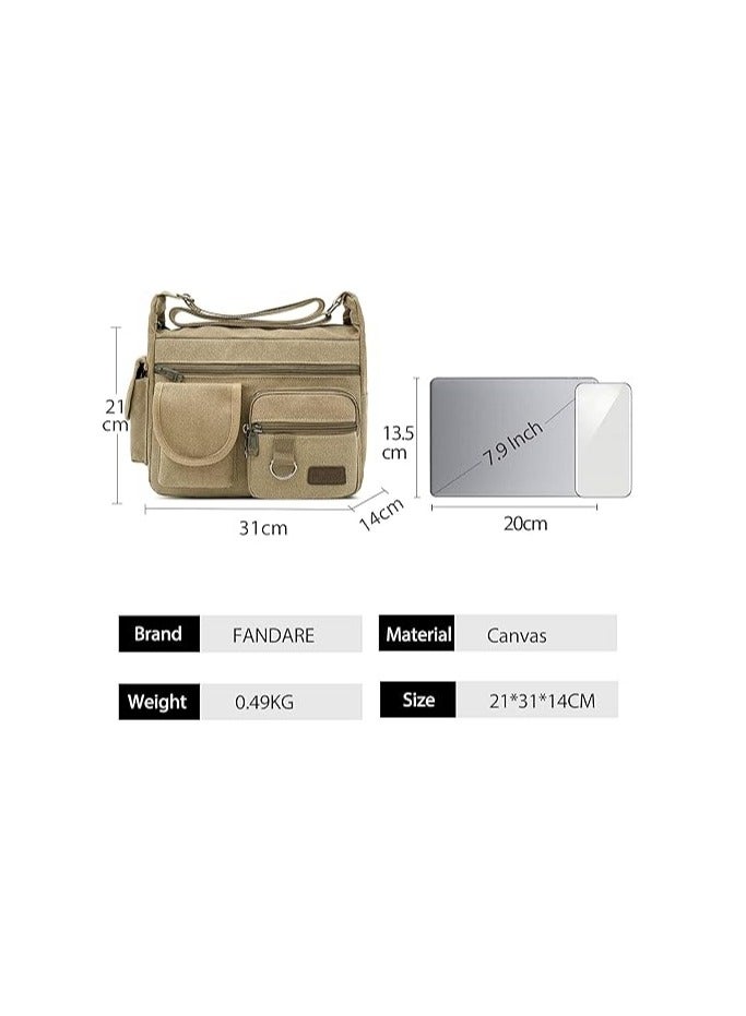 FANDARE Canvas Crossbody Bag Messenger Bag Satchel Shoulder Bag Working Bag Bookbag Briefcase for Men and Women - Image 3