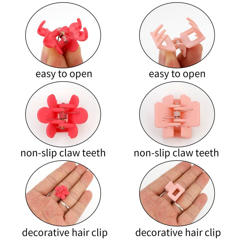 SuPoo Mini Flower Hair Clips Set - 22pcs Small Square Claw Clips for Thin Hair, Tiny Hair Accessories for Girls - Image 4