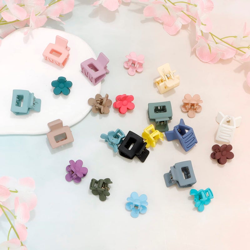 SuPoo Mini Flower Hair Clips Set - 22pcs Small Square Claw Clips for Thin Hair, Tiny Hair Accessories for Girls - Image 5