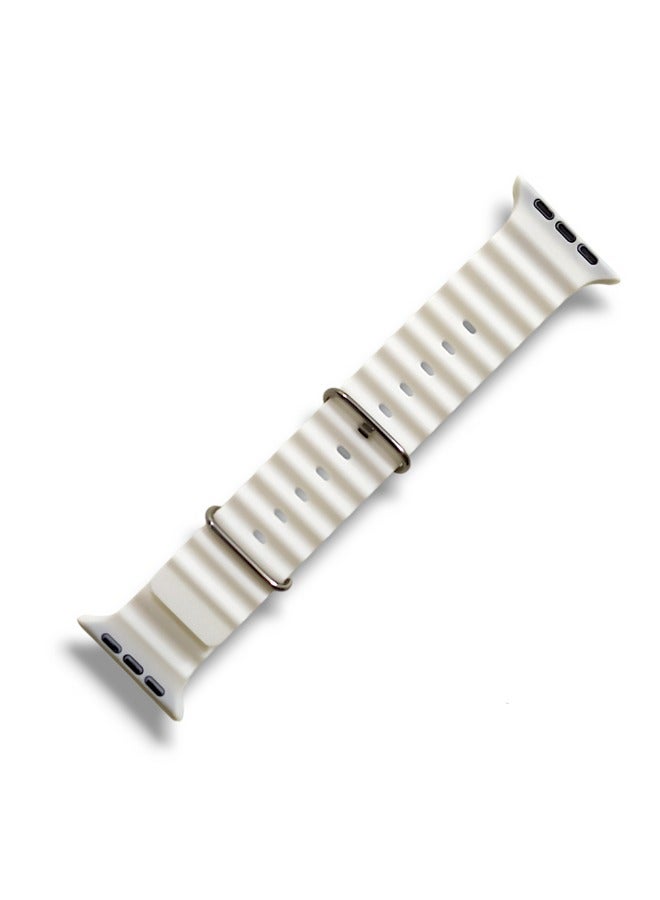 Silicone bracelet for smart watches size 42-49 mm in white color - Image 1