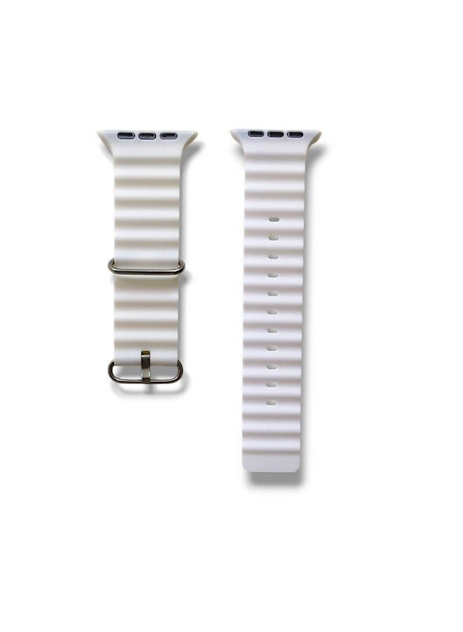 Silicone bracelet for smart watches size 42-49 mm in white color - Image 2