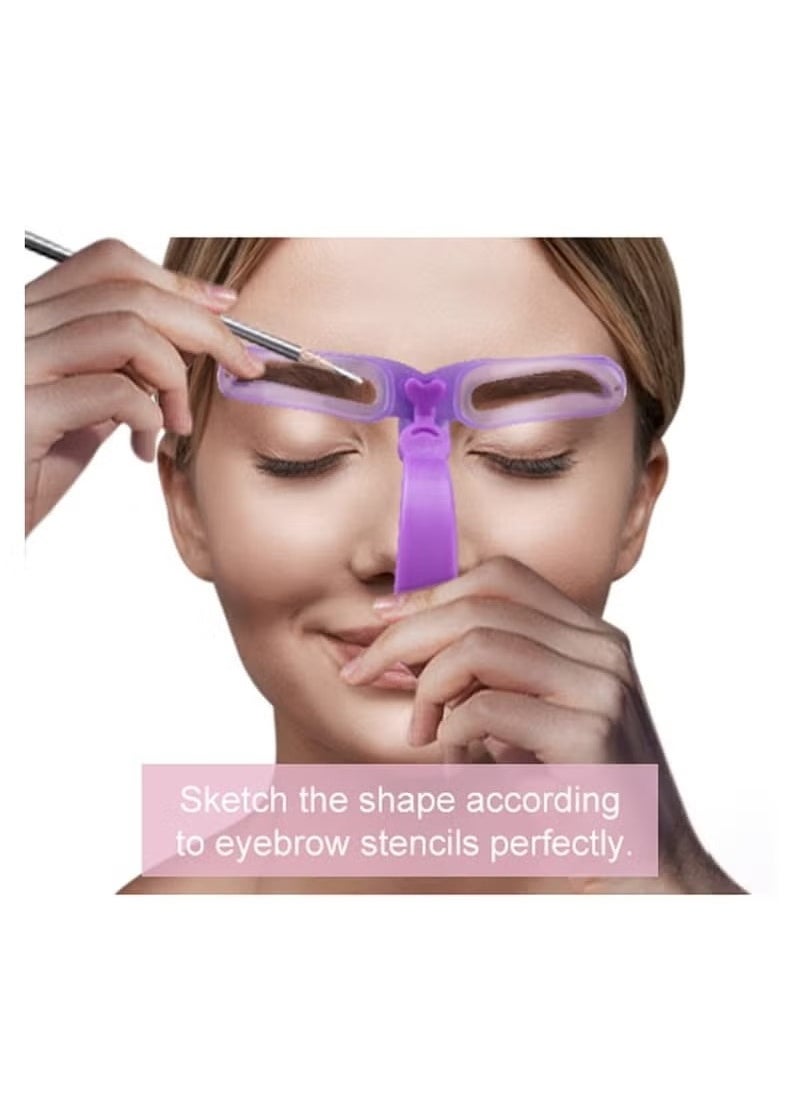 Realfrog - Eyebrow Stamp Stencil Kit Eyebrow Stencils Eyebrow Shaping Kit 8 Styles Reusable Eyebrow Stencil with Handle and Strap Washable - Image 1