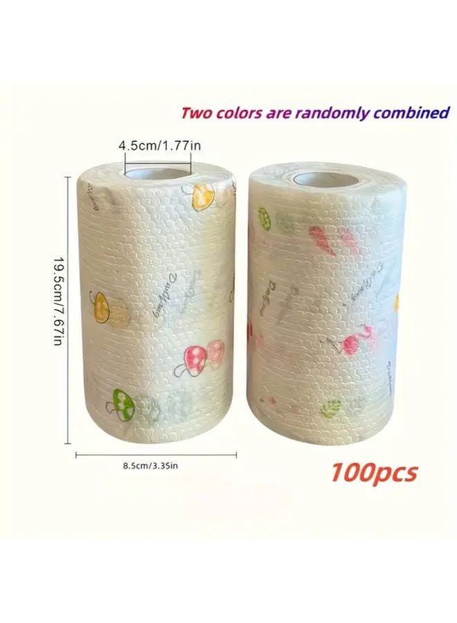 100 Pieces Per Roll Washable Thickened Oil Absorbing Kitchen Tissues Dry Wet Dual Use Animal Patterns - Image 4