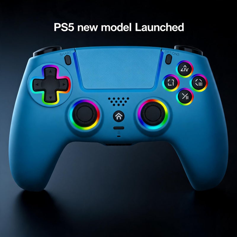 وحدة تحكم ألعاب لاسلكية PS5 مع إضاءة RGB واهتزاز مزدوج ومشغل هول - Image 1