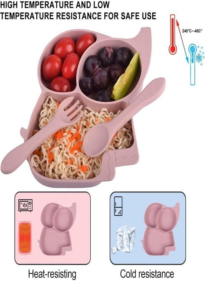 Gonice Silicone Baby Feeding Set, 9 Piece Baby Led Weaning Supplies, Baby Toddler Bib Cup Divided Plate and Bowl Self Feeding Spoons Dish Set, Baby Eating Utensils, Toddler Feeding Supplies  - Image 4