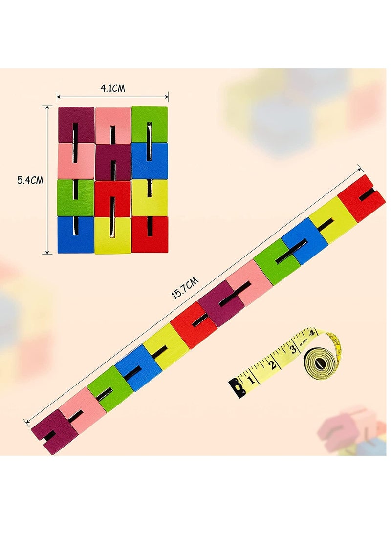 6 Pcs Wooden Fidget Toy Twist Block Cubes Puzzle Sensory Toys for Kids Birthday Party Gift and Supplies - Image 2
