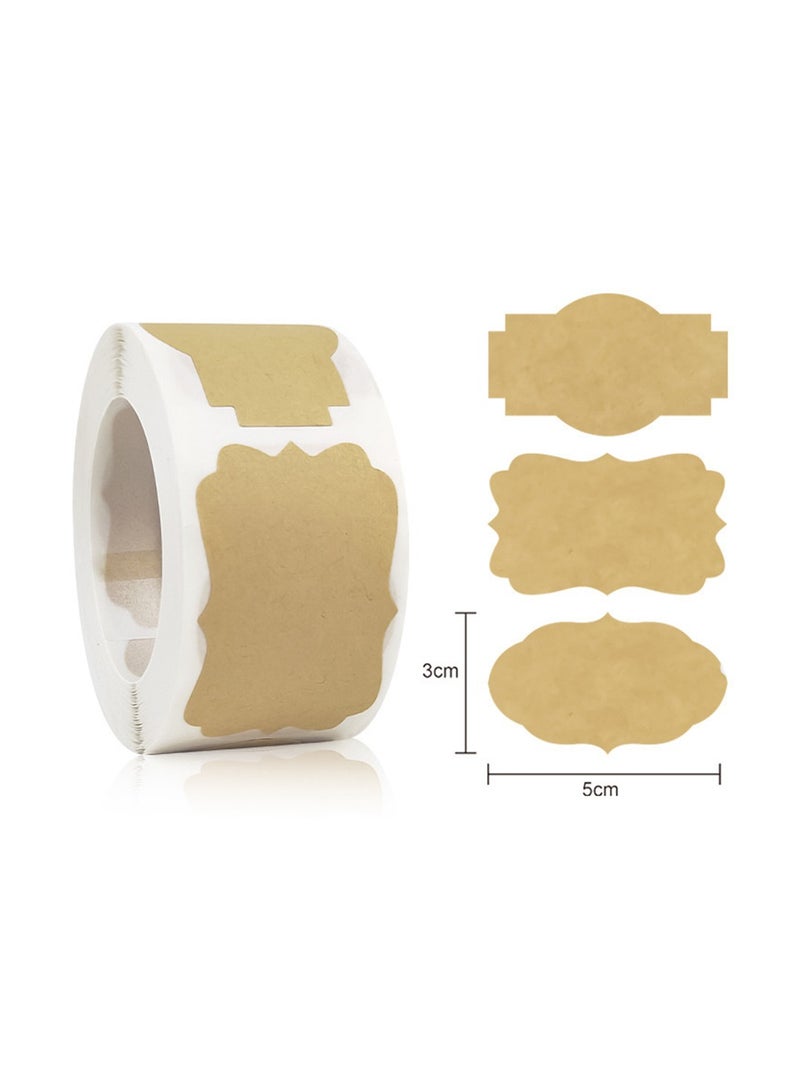 250-pieces Irregular Kraft Labels Stickers Roll Home Kitchen Storage Jar Sorting Custom Self-Adhesive Brown Tag Writable Gift Labels - Image 1