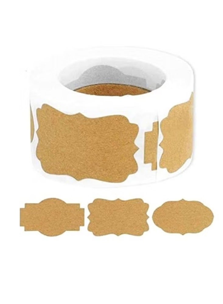250-pieces Irregular Kraft Labels Stickers Roll Home Kitchen Storage Jar Sorting Custom Self-Adhesive Brown Tag Writable Gift Labels - Image 3