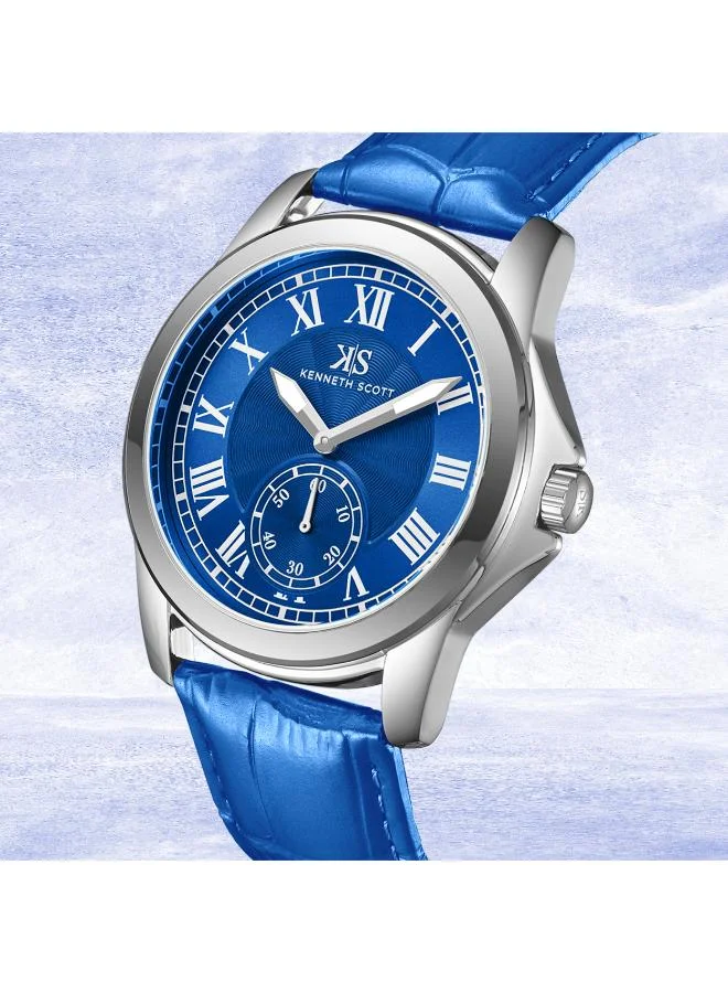 Kenneth Scott Blue Men's Leather  Analog Watch K24018-SLNN - 42 mm for Men | Best Price UAE