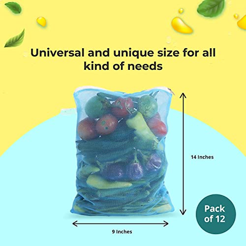 DADDY - G DADDY-G® Reusable Mesh Storage Bags for Vegetables & Fruits – Pack of 12, Eco-Friendly, Washable, Zip Closure, Multicolour - Image 5