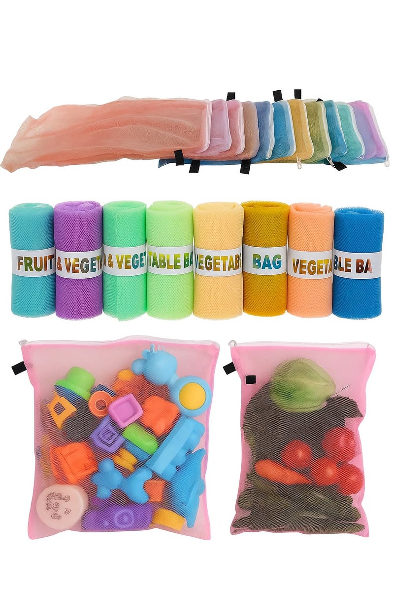 DADDY - G DADDY-G® Reusable Mesh Storage Bags for Vegetables & Fruits – Pack of 12, Eco-Friendly, Washable, Zip Closure, Multicolour - Image 1