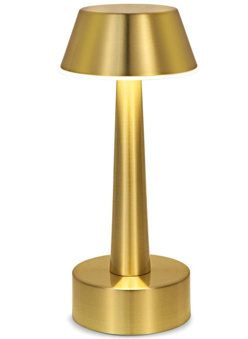 Rechargeable Cordless Table Lamp, Portable Battery Operated Lamp, Touch Sensor Dimmable Metal Industrial Gold Bedside Night Light Lamps for Bedroom Living Dining Room Restaurant Bar Hotel - Image 1