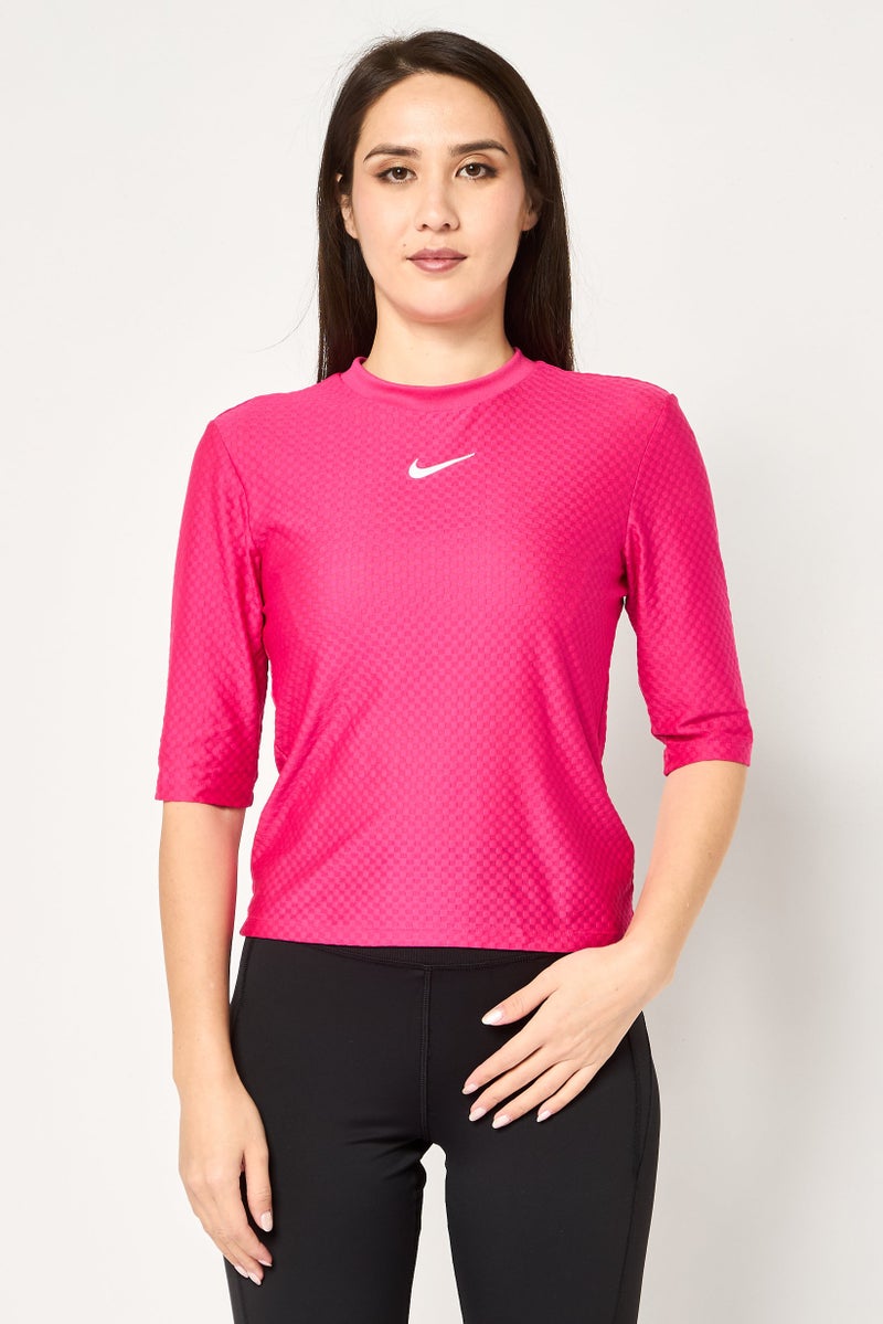 Nike Women Tight Fit 3/4 Sleeve Training T-Shirt, Pink - Image 1