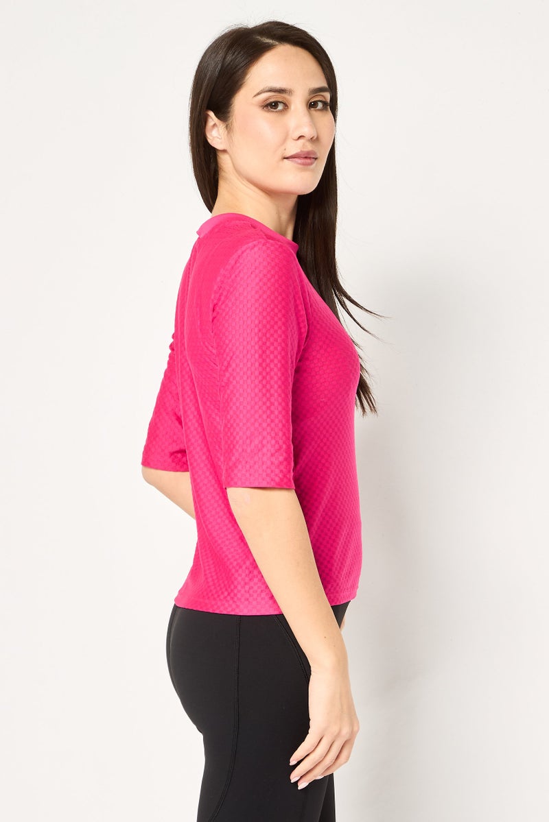 Nike Women Tight Fit 3/4 Sleeve Training T-Shirt, Pink - Image 3