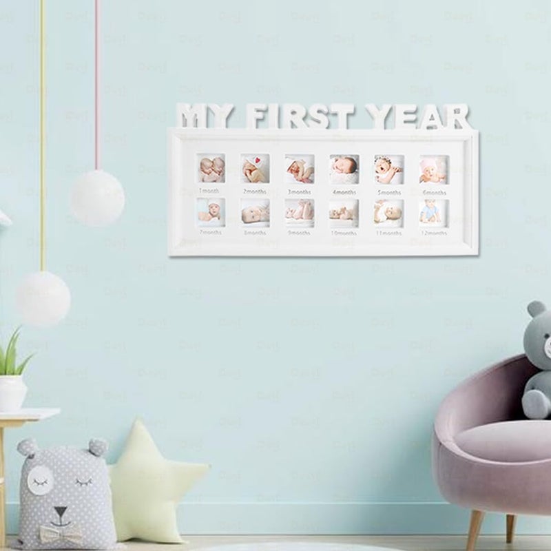MUSHA - Personlized My First Birthday Photo Frame | 1-12 Month Baby Photo | Table Top & Wall Mount Frame | Photo Included | White Frame - Image 3
