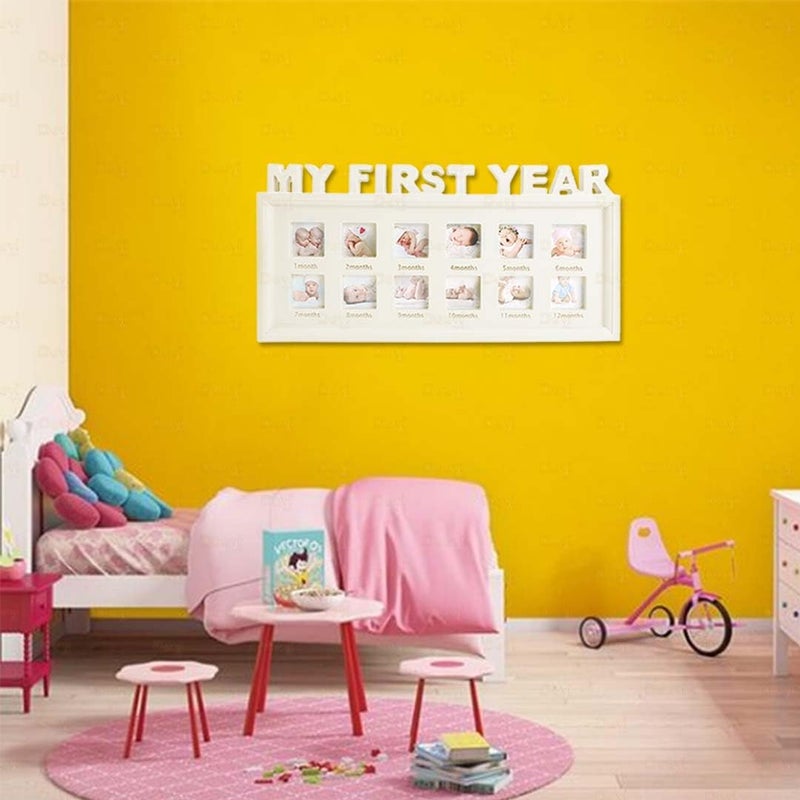 MUSHA - Personlized My First Birthday Photo Frame | 1-12 Month Baby Photo | Table Top & Wall Mount Frame | Photo Included | White Frame - Image 2
