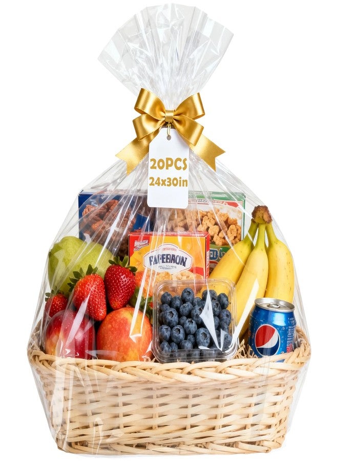 Arsmat Large Clear Cellophane Gift bags, 20 Pack 24"X30" Cellophane Wrap for Gift Baskets, 1.5 Mil Thick Clear Basket Bags - Image 1