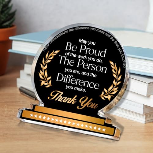 Yigaue Thank You Gifts for Coworkers, Appreciation Gift Leaving Retirement Gifts for Coworkers Colleagues Employees Boss Leader, May You Be Proud of the Work You Do Clear Desk Decorative Sign Office Decor - Image 5