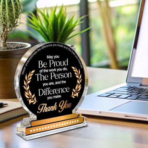 Yigaue Thank You Gifts for Coworkers, Appreciation Gift Leaving Retirement Gifts for Coworkers Colleagues Employees Boss Leader, May You Be Proud of the Work You Do Clear Desk Decorative Sign Office Decor - Image 3