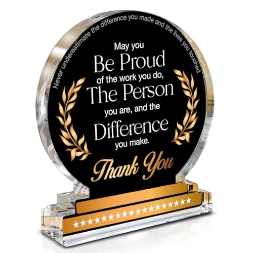 Yigaue Thank You Gifts for Coworkers, Appreciation Gift Leaving Retirement Gifts for Coworkers Colleagues Employees Boss Leader, May You Be Proud of the Work You Do Clear Desk Decorative Sign Office Decor - Image 1