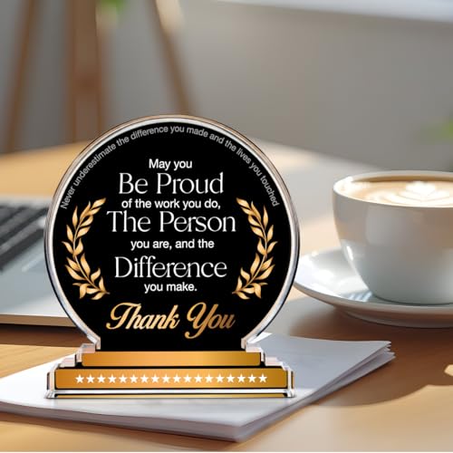 Yigaue Thank You Gifts for Coworkers, Appreciation Gift Leaving Retirement Gifts for Coworkers Colleagues Employees Boss Leader, May You Be Proud of the Work You Do Clear Desk Decorative Sign Office Decor - Image 4