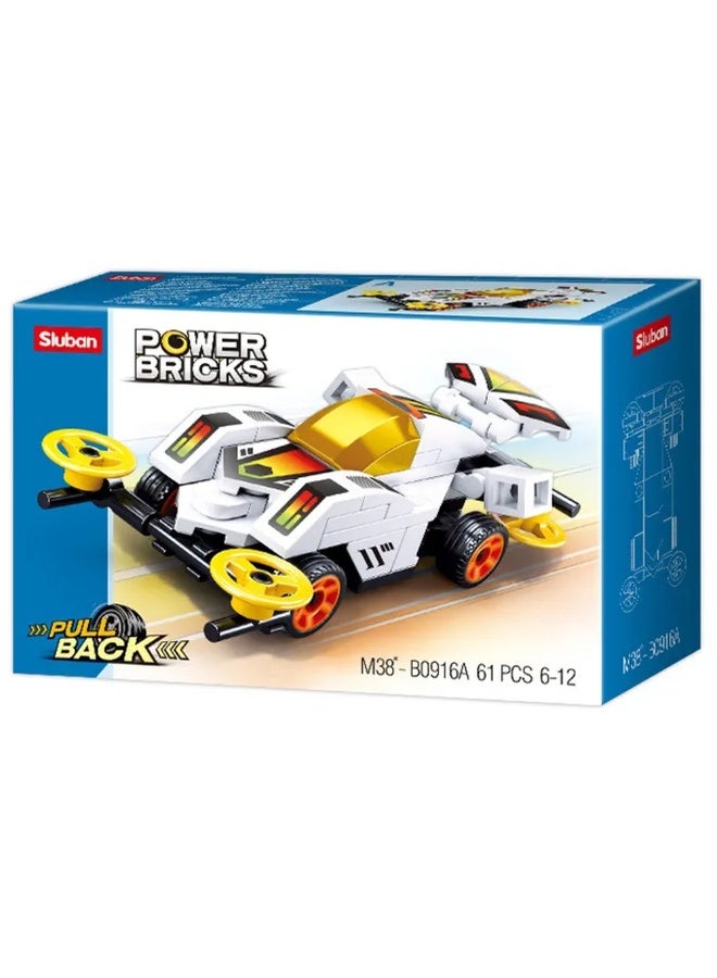 Sluban Sluban - Power Bricks Mixed Vehicles White Speeder Model 61 Pieces - M38-B0916A  - Image 1