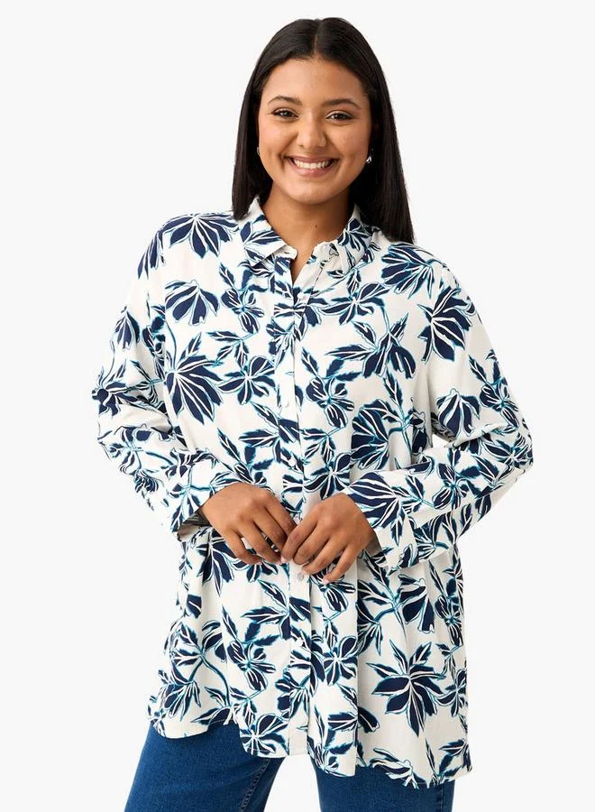 Ulla Popken Plus Size Ulla Popken All-Over Floral Print Shirt