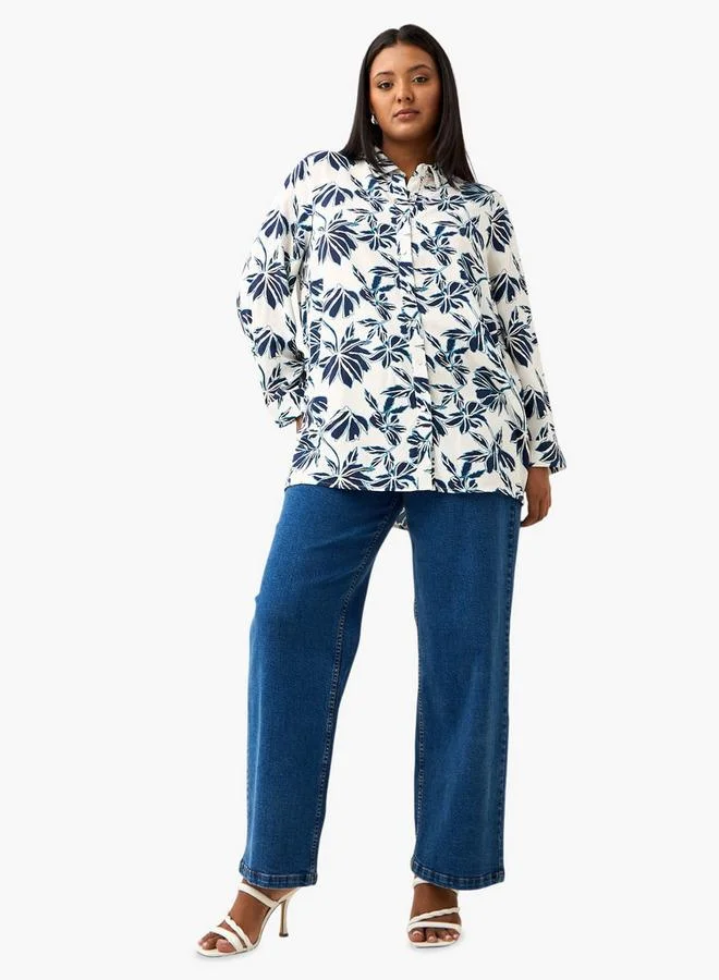 Ulla Popken Plus Size Ulla Popken All-Over Floral Print Shirt