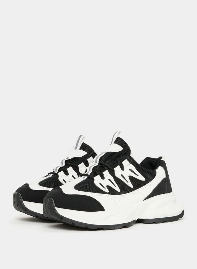 Styli Active Colorblock Lace Up Chunky Sneakers