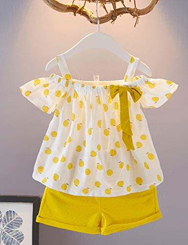 Hipea Toddler Baby Girls Summer Clothes Outfits Ruffle Camisole Spot Dot Tops and Casual Shorts 2-Piece Newborn Girl Clothing Set (Orange, 3-4T) - Image 2