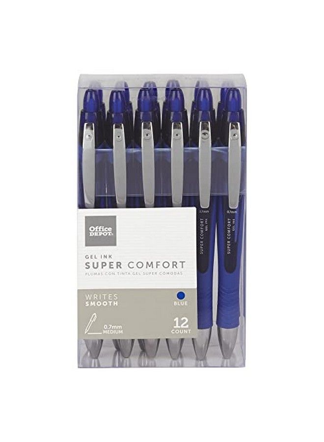 Office Depot Super Comfort Grip Retractable Gel Pens Medium Point 0.7 Mm Blue Barrel Blue Ink Pack Of 12 - Image 1